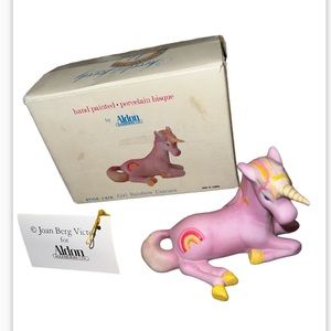 Vintage 80s - Purple Porcelain Unicorn with Rainbow by Aldon